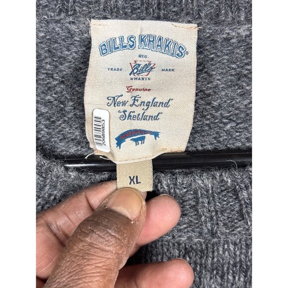 Bills Khakis New England Shetland Wool Sweater XL Gray Crewneck - Picture 6 of 10